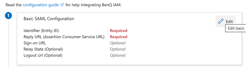 Edit Basic SAML Configuration