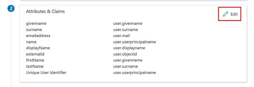 Edit Attributes & Claims