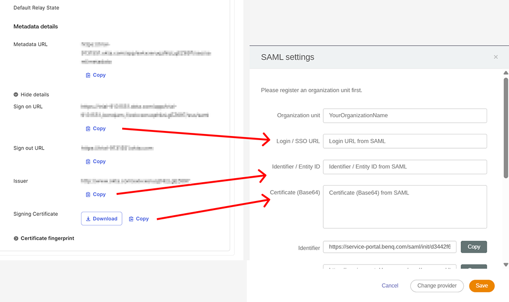 Then you can find the Sign on URL, Issuer and Signing Certificate. Please copy and paste to IAM accordingly.